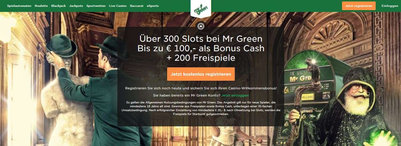 MrGreen Bonus 100% Guthaben und Freispiele