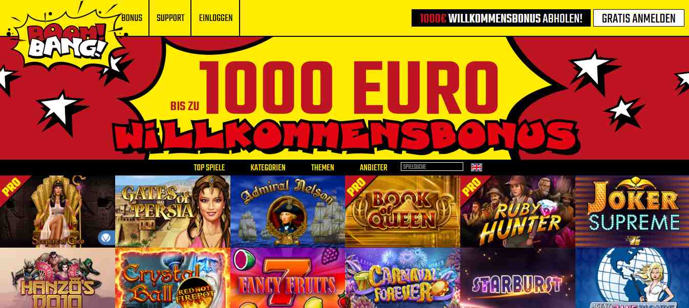 BoomBang Willkommensbonus 1000€ gratis