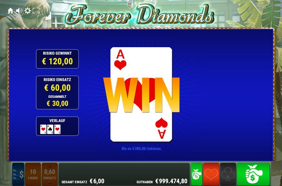 Forever Diamonds Kartenrisiko Gewinn