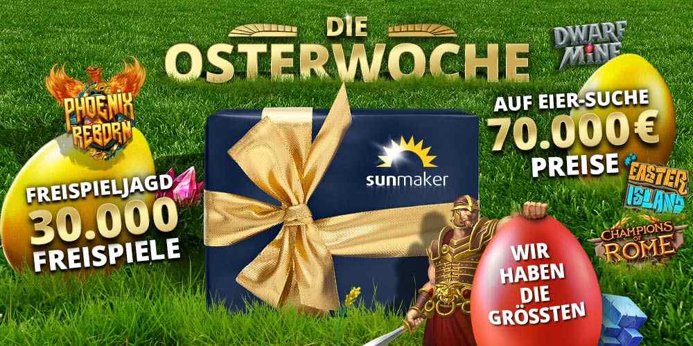 Ostern bei Sunmaker – Jetzt Ostergeschenke im Onlinecasino sichern