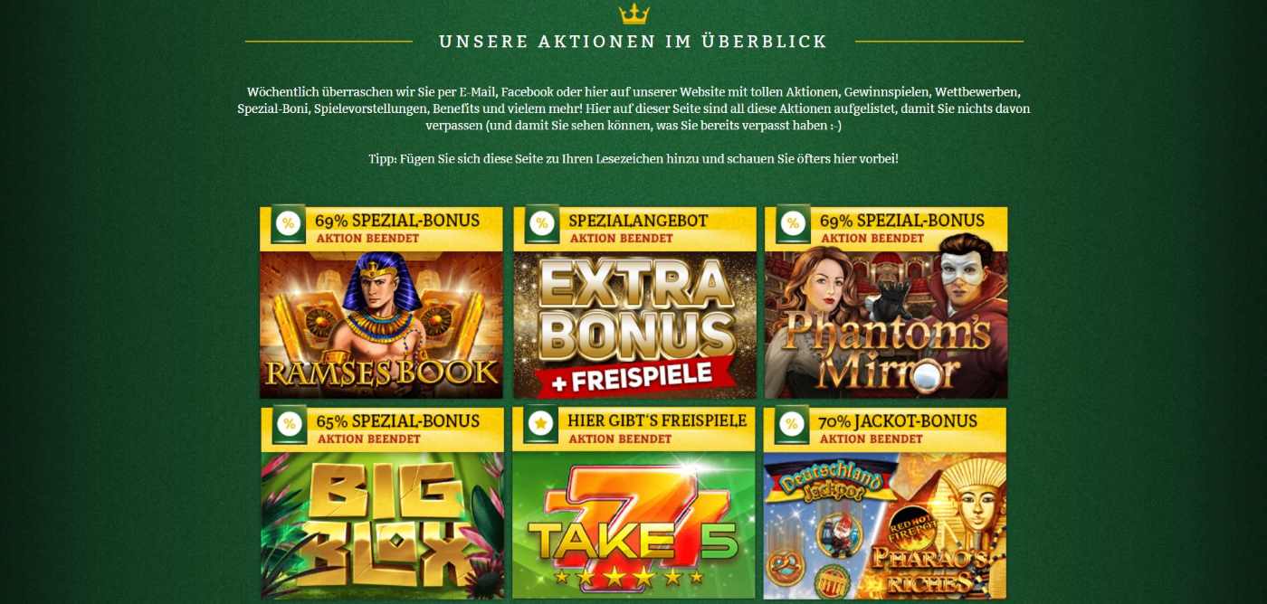 online casino de Aktionen