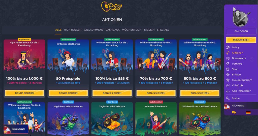 RollingSlots Bonusangebote