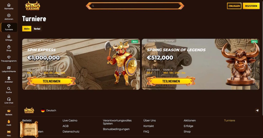Mino Casino 7 Turnierseite des Mino Casino